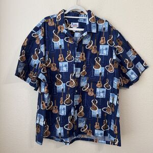 Hawaii Shirt Mens Size 4XL Floral Hawaiian Short Sleeve Blue Vintage
